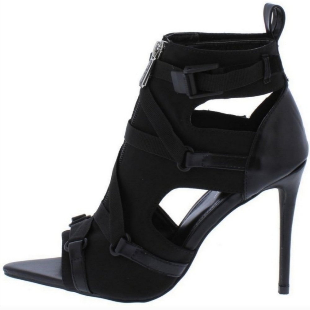 Peep toe stiletto bootie